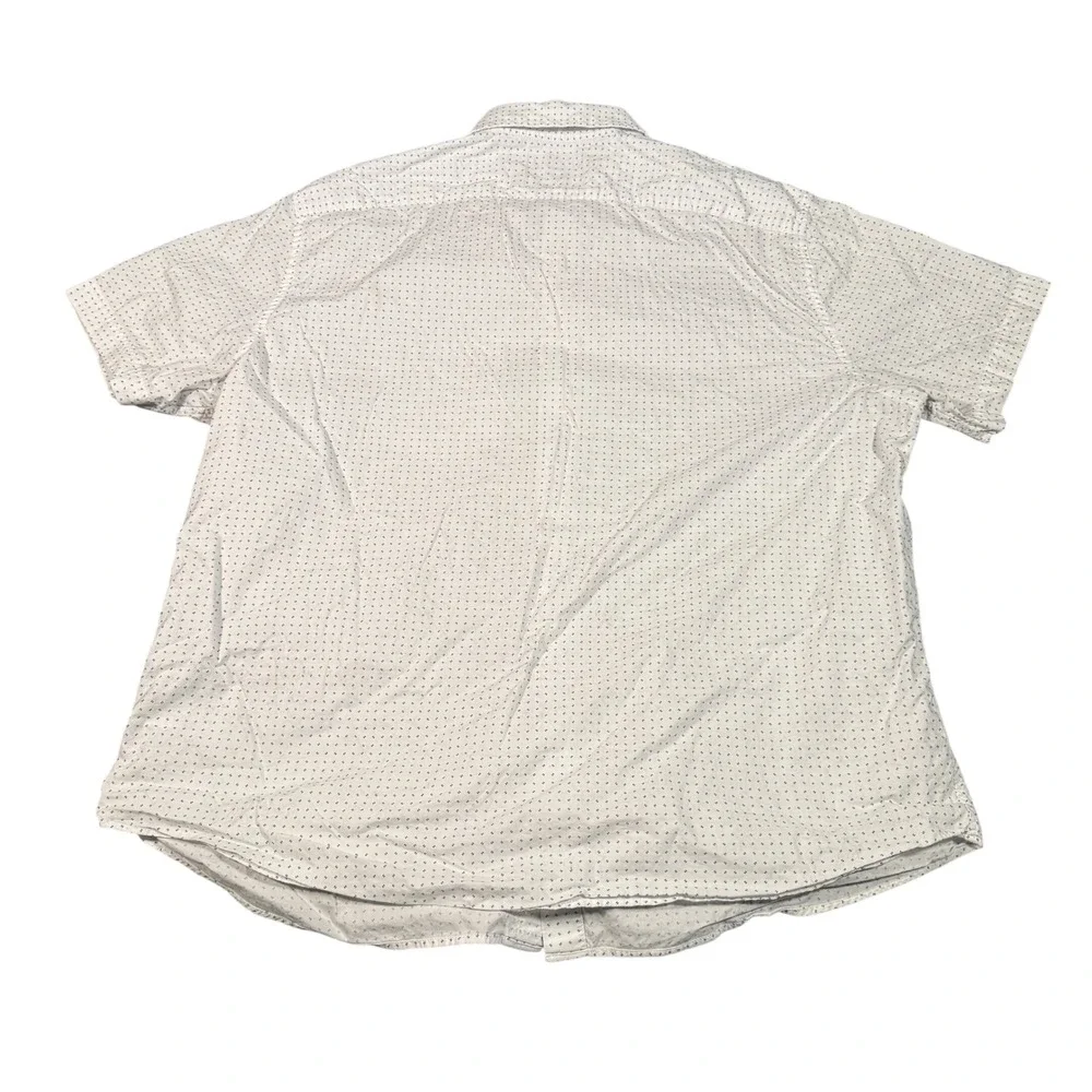 Banana Republic Mens XL Stretch Soft Wash Standard Fit Dotted SS Shirt White